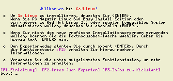 Typischer RedHat- Startbildschirm